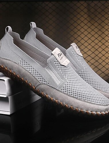  Herren Loafer & Slip On Handgefertigte Schuhe Wanderschuhe Brautkleider schlicht Täglich PU Atmungsaktiv Komfortabel Beige / Weiß Grau Sommer Herbst