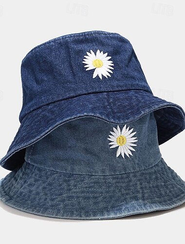 Mujer Sombrero Sombrero de copa Sombrero para el sol Portátil Protección Solar Calle Diario Bordado Margarita