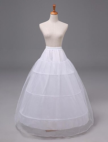  Rococo Victorienne Longueur au sol Jupe à cerceaux Tutu Jupe en tulle Mariée 3 cerceaux Jupon court Couleur Unie Ligne A Femmes Halloween Mascarade Mariage Soirée Carnaval de Venise Adultes Jupe
