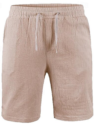 Herren Leinenshorts Kurze Hosen Sommer-Shorts Strandshorts Kurze Hosen Tasche Kordelzug Elastische Taille Glatt Komfort Atmungsaktiv Kurz Festtage Urlaub Strand Leinen Baumwoll Mischung Hawaiianisch