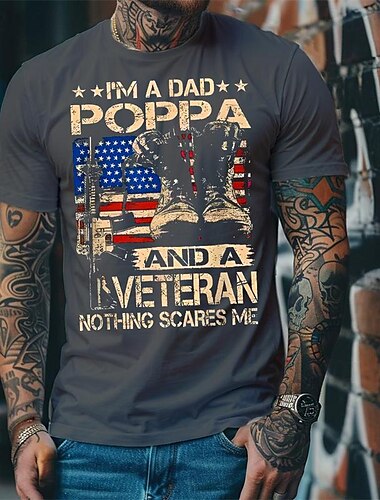  Veterans Day Herren Patriot Patriotischer Veteran Schuh Amerikanische Flagge T-Shirt Tee Oberteil Baumwolle Kurzarm Grafikshirt Schwarz Dunkelblau Grau Bequemes Tee Straße Feiertagsmode Designer