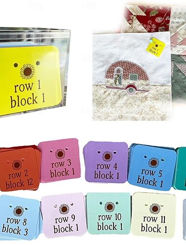  quiltblock radmarkörer plast eller papper kartong med hål för nålar med förvaringsbox i akryl