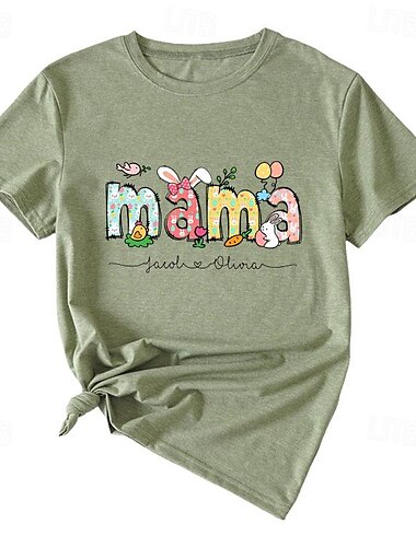 Damen T Shirt Buchstabe Modisch Kurzarm Rundhalsausschnitt Normale Oberteile Wochenende Bedruckt Weiß Rosa Orange Grün Beige Sommer