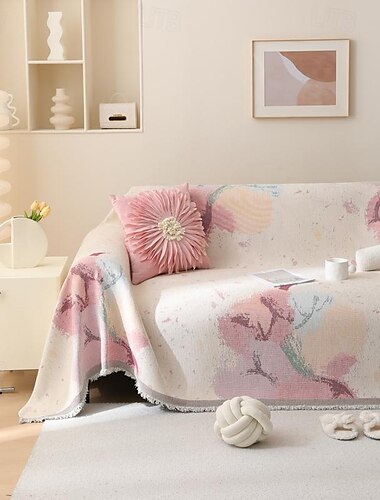  Überwurfdecken für Couch und Bett, weicher, gemütlicher Sofabezug, Chenille-Decke mit Quaste, dekorative Decken und Überwürfe, garngefärbte Decke mit Blumenmuster zum Schutz von Möbeln
