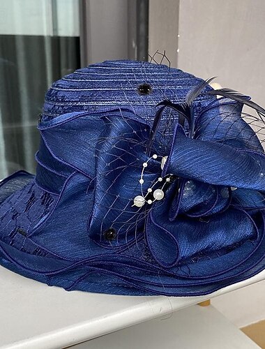  Hatter organza Strand Elegant Med Sløyfe Hodeplagg Hodeplagg