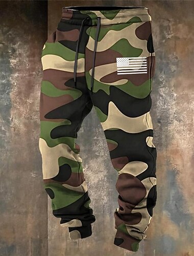  camouflagemode 3D-print herenzijzakken elastisch trekkoord ontwerp joggingbroek joggers broek broek buitensporten & outdoor straat polyester legergroen donkergroen groen