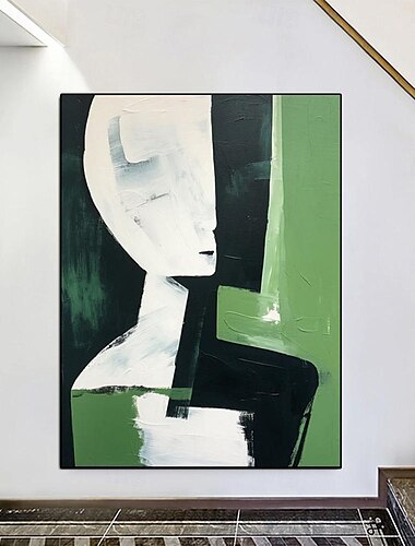  フィギュア抽象絵画 手描きの顔 現代油絵 手作り壁掛けアート シンプルなデザインのキャンバス額縁 アートワーク キッチン装飾 大サイズのアートワーク 油絵