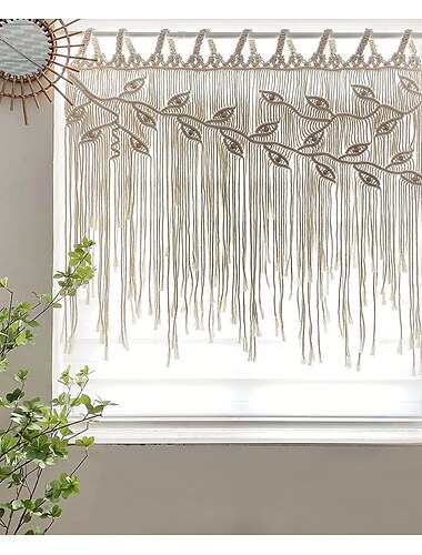  macrame gordijn muur opknoping geweven tapijt slaapkamer keuken bladvorm woonkamer gordijnen muur decor