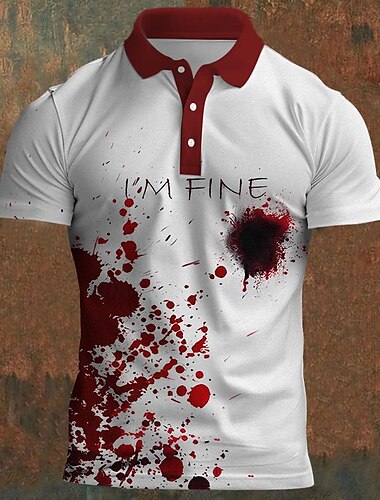  Per uomo Polo Maglia da golf Manica Corta Magliette polo Camicie con Colletto Casual Orrore Abbigliamento casual alla moda Abbigliamento da festa Abiti da festa Bottoni Stampa 3D Estate Primavera