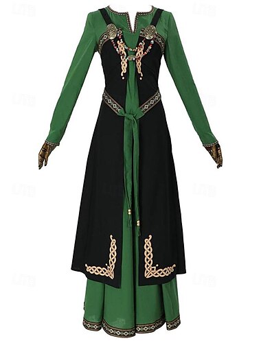  Middeleeuws Renaissance Cocktail jurk Gemaskerd Bal Gala jurk Ren Faire Ranger Elf Dames Keltisch Viking Fantasie Halloween Carnaval Maskerade Feest / Uitgaan Festival Volwassenen Kleding
