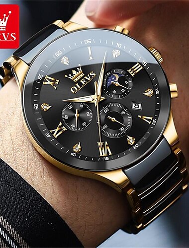  新しい olevs ブランドメンズ腕時計発光クロノグラフカレンダー 24 時間多機能クォーツ時計ビジネスセラミック防水メンズ腕時計