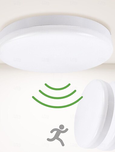 Luz de control de radar con sensor de movimiento, 12w, 18w, 6000k, lámpara de techo con cable, detector de movimiento, luz de techo led, sensor integrado, luz para pasillo, escalera, armario de