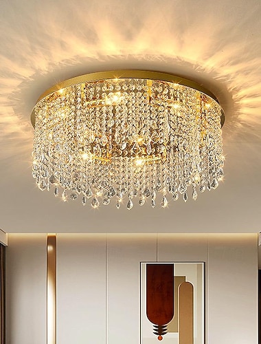  gouden luxe led-plafondkroonluchters compatibel met moderne kristallen hanglamp in de woonkamer compatibel met plafonddecoratie, plafondverlichting