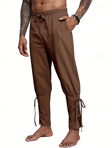  Herren Leinenhose Hose Hosen Sommerhosen Strandhose Tasche Kordelzug Elastische Taille Glatt Komfort Atmungsaktiv Täglich Festtage Urlaub Hawaiianisch Boho Armeegrün Schwarz