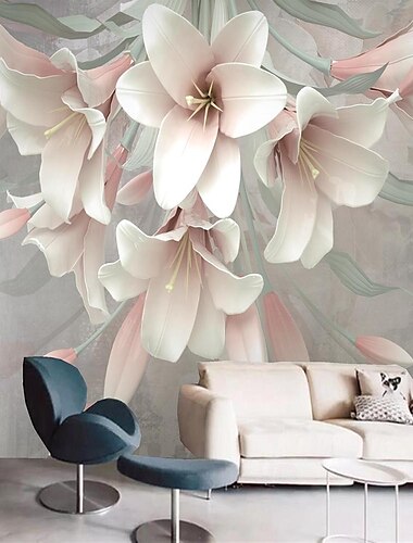  Papel pintado fresco 3D rosa flor papel pintado pared revestimiento de pared pegatina despegar y pegar material extraíble de PVC/vinilo autoadhesivo/adhesivo necesario decoración de pared para sala