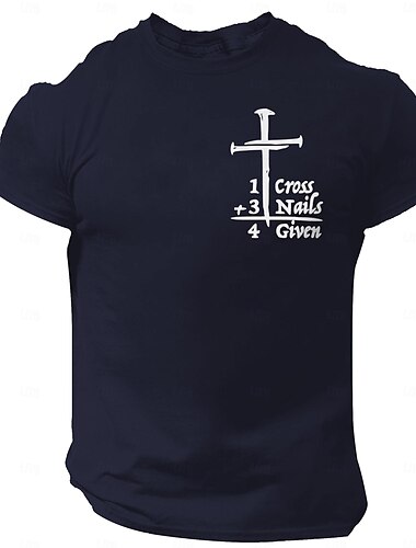  Hombre Refranes y citas Cruz impresión de letras Camiseta Camiseta superior 100% Algodón Manga Corta Gráfico Camisa Negro Azul Marino Azul Oscuro Camiseta cómoda Calle Deporte Ropa de diseñador de