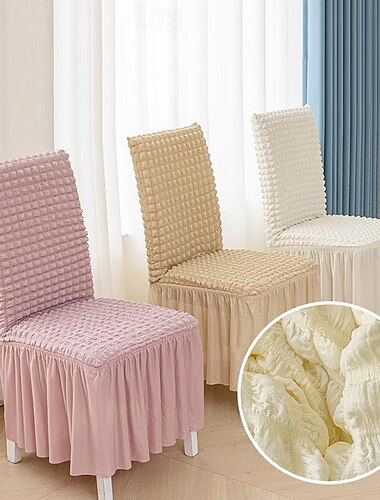  2 pièces nouvelle housse de chaise avec jupe en papier bulle ourlet tout compris salon table à manger housse de chaise universelle épaissie style instagram