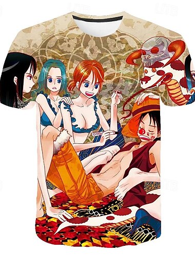  ワンピース モンキー・D・ルフィ トニートニー・チョッパー Ｔシャツ(21) カトゥーン マンガ アニメ 3D 原宿 グラフィック柄 カワイイ 用途 カップル用 男性用 女性用 成人 カーニバル マスカレード 3Dプリント ストリート カジュアル／普段着