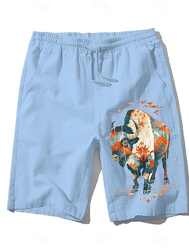  Herren Tier Kuh Shorts Kurze Hosen Sommer-Shorts Strandshorts Kurze Hosen Mittlere Taillenlinie Hawaiianisch Brautkleider schlicht Outdoor Festtage Ausgehen Kordelzug Elastische Taille Bedruckt