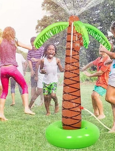  Spray gonflabil de vară pentru copac de nucă de cocos în aer liber pentru copii cu apă de joacă și divertisment jucării stropitoare curcubeu de nucă de cocos