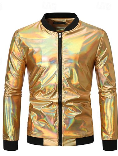  ديسكو الثمانينات معدني لامع معطف حفلة تنكرية ديسكو ملابس تنكرية رجالي عيد الرعب مهرجان حفلة تنكرية أداء مناسبة / حفلة نادي للبالغين معطف