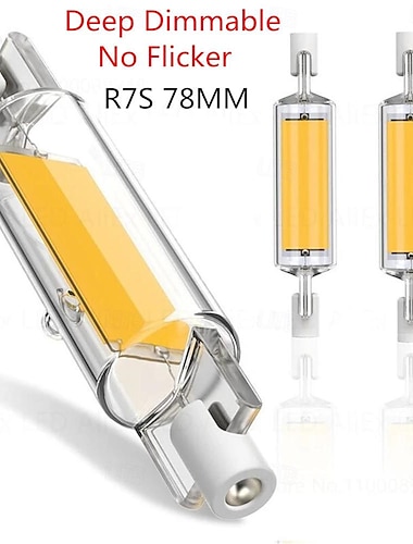  Bombilla led r7s regulable en profundidad, tubo de vidrio sin parpadeo, bombilla cob de 78mm, lámpara de maíz r7s de alta potencia, reemplazo j78 de luz halógena, pantallas de 220v