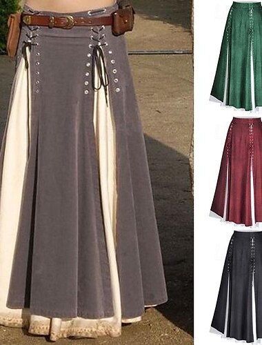  Rétro Vintage Punk & Gothique Médiéval Jupe Costume de cosplay Jupe longue Ren Faire Fille gothique Femmes Celtique Fantaisie Steampunk Halloween Carnaval Mascarade Carnaval Décontracté Quotidien