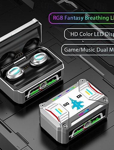  9D stereo Bluetooth headset s atmosferickým světlem TWS bezdrátová Bluetooth 5.3 sluchátka vodotěsná sportovní sluchátka s dotykovým ovládáním a potlačením šumu v uchu s nabíjecím pouzdrem