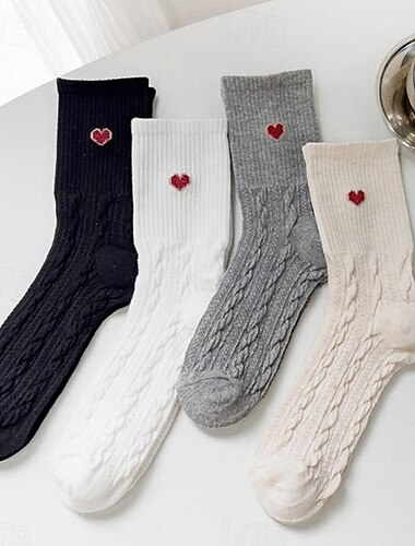  4 pares de meias femininas trabalho diário feriado retro algodão esportivo casual lolita meias esportivas casuais