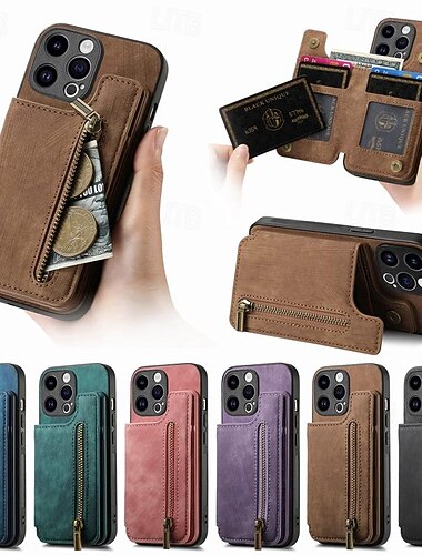  Handy Hülle Handyhüllen Für iPhone 17 Pro Max 17 Air 16 15 14 Pro Max Plus 13 12 11 Pro Max Mini Rückseite Mit Ständer Kartenfach Stoßfest Retro TPU PU-Leder