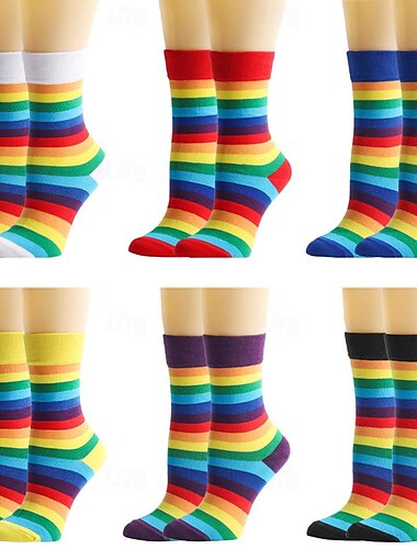  LGBTQ Arco iris Calcetines y Medias Adulto Mujer Homosexuales lesbiana Desfile del orgullo Mes del Orgullo Mascarada Disfraz de carnaval fácil