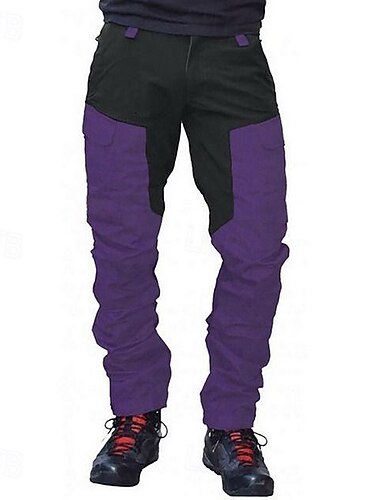  Men's Cargo Pants Cargo Trousers Combat Trousers Hiking Pants Buttons Multi Pocket Elastic Cuff Color Block Comfort Quick Dry Casual Daily Holiday Sports Fashion Purple Orange