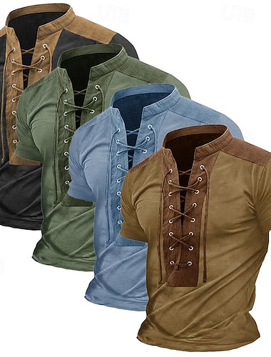  Ανδρικά Πουκάμισο Henley Μπλουζάκι μπλουζάκι Συνδυασμός Χρωμάτων Ζωγραφική Χένλι ΕΞΩΤΕΡΙΚΟΥ ΧΩΡΟΥ Causal Κοντομάνικο Κουμπί Ρούχα Μοντέρνα Υψηλής Ποιότητας Άνετο