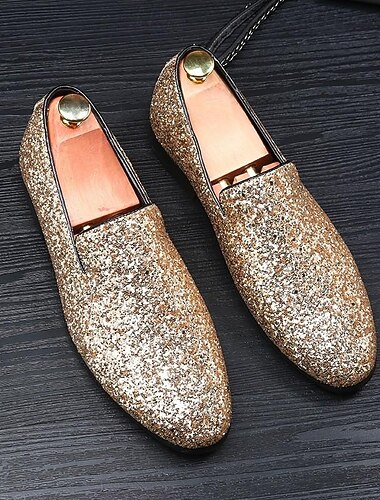  Men's Red Glitter Slip - On Loafers, All - Over Sparkly Party Dress Shoes, Eye - Catching for Weddings Proms