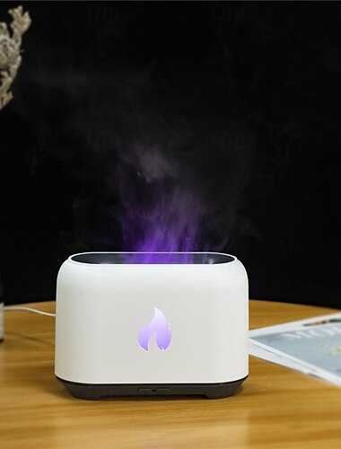  LED Smart Light Vulkan Luftbefeuchter Flammen Aroma Befeuchter Kristallsalzkristall Feuerschale Aroma-Gerät ätherischer Öl-Diffusor für Zuhause