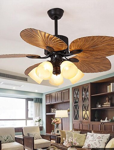  3-الضوء 108 cm تصميم واحد مروحة سقف معدن زجاج طلاء ملون عتيق أسلوب الشمال 110-120V 220-240V