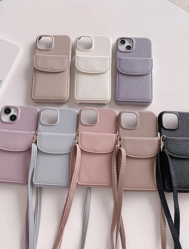  puhelin Etui Käyttötarkoitus iPhone 17 Pro Max 17 Air 16 15 14 Pro Max Plus 13 12 11 Pro Max Mini Lompakkokorttikotelo Lanyardin kanssa Korttipaikka Iskunkestävä Retro PC PU-nahka