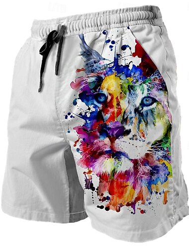  Homens Animal Leão Calção Justo de Natação Shorts de Natação Bermuda de Surf Cintura Média Moda Roupa de rua Designer Casual Diário Feriado Bolsos Com Cordão Cintura elástica Designer Roupa