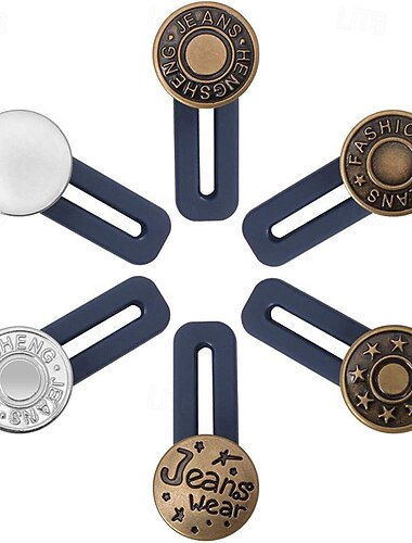  6 Stück Hosenverlängerungsknöpfe Luxiv Hosenbundverlängerungsknöpfe für Männer und Frauen Jeans Taillenverlängerung Metallknöpfe Nähfreie Knöpfe für Verlängerung Jeans Hosenkragen