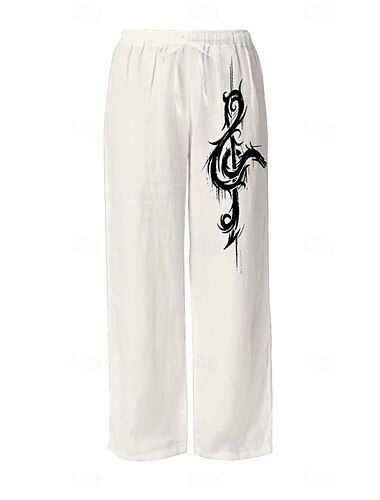  Herren Tiermotiv Schildkröte Leinenhosen Baggy-Hosen Mittlere Taille Hawaiianisch Lässig Outdoor Streetwear Elastischer Bund Frühling & Herbst Herbst Winter Schwarz Weiß Blau