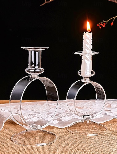  Runder, ringförmiger Kerzenhalter aus Kristallglas – ideal für romantische Abendessen bei Kerzenschein, Requisiten für die Hochzeitsfotografie, Heimdekoration für Wohnzimmertische, verleiht jeder