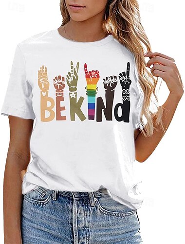  LGBTQ T-Shirt Camisas del Orgullo Arco iris Sé amable lesbiana Para Mujer Adulto Mascarada Estampado en caliente Desfile del orgullo Mes del Orgullo