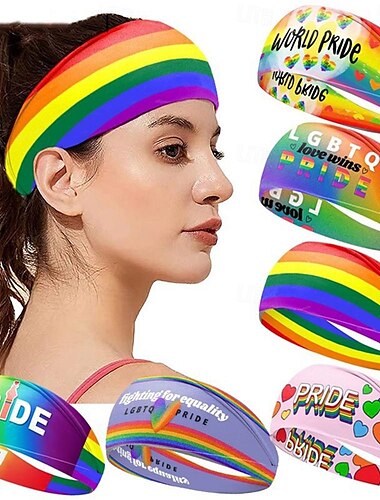  LGBTQ Arco iris Diadema absorbente de sudor. Adulto Hombre Mujer Homosexuales lesbiana Desfile del orgullo Mes del Orgullo Mascarada Disfraz de carnaval fácil
