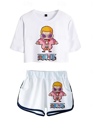  One Piece Affe D. Ruffy Roronoa Zoro Austattungen Kurze Hosen Bauchfreies Top Anime 3D Grafik Für Damen Erwachsene Karneval Maskerade 3D-Druck Strasse Casual