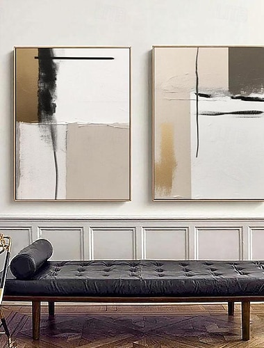  håndmalt hvit nordisk maleri stort lerret malerier beige tekstur veggkunst hvit abstrakt kunst stueinnredning uten ramme