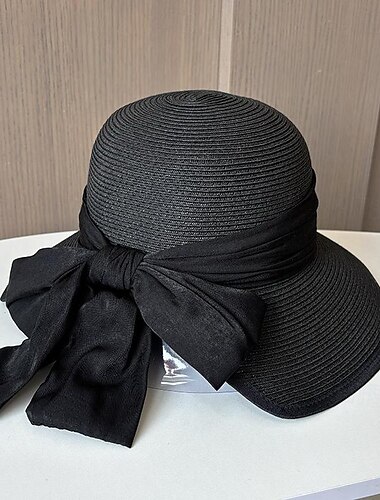  Hüte Kopfbedeckungen Acryl / Baumwolle Stroh Fischerhut Strohhut Sonnenhut Casual Festtage Elegant Retro Mit Bänder Pure Farbe Kopfschmuck Kopfbedeckung