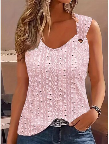  Damen-Trägeroberteil Weiß Rosa Blau Unifarben Cut Out Straße Alltag Mode V-Ausschnitt Regulärer Schnitt S