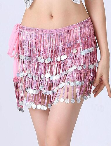  Buikdans Dansaccessoires Riem Glitter Buikriem Pure Kleur Dames Prestatie Opleiding Hoog Polyester Pailletten