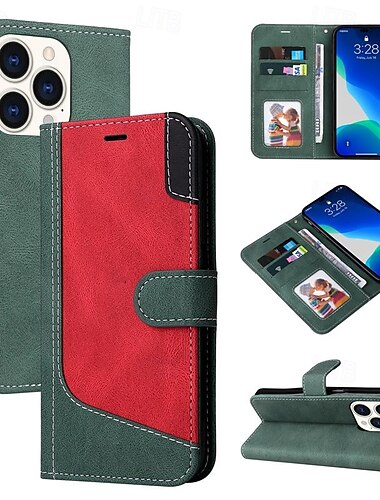  teléfono Funda Para iPhone 16 15 14 Pro Max Plus iPhone 13 12 11 Pro Max Mini Tarjetas billetera Magnética Protector de cuerpo completo Caballete Diseño Geométrico TPU Cuero de PU