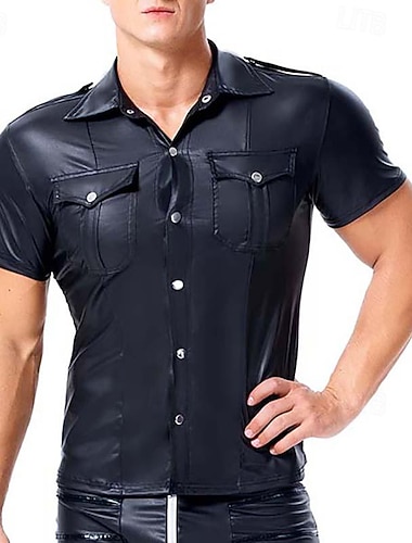  Costumi di danza Abbiglimamento balli esotici Pole dance Superiore Colore Puro A fantasia Per uomo Prestazioni Addestramento Manica corta Alto PU (Poliuretano)